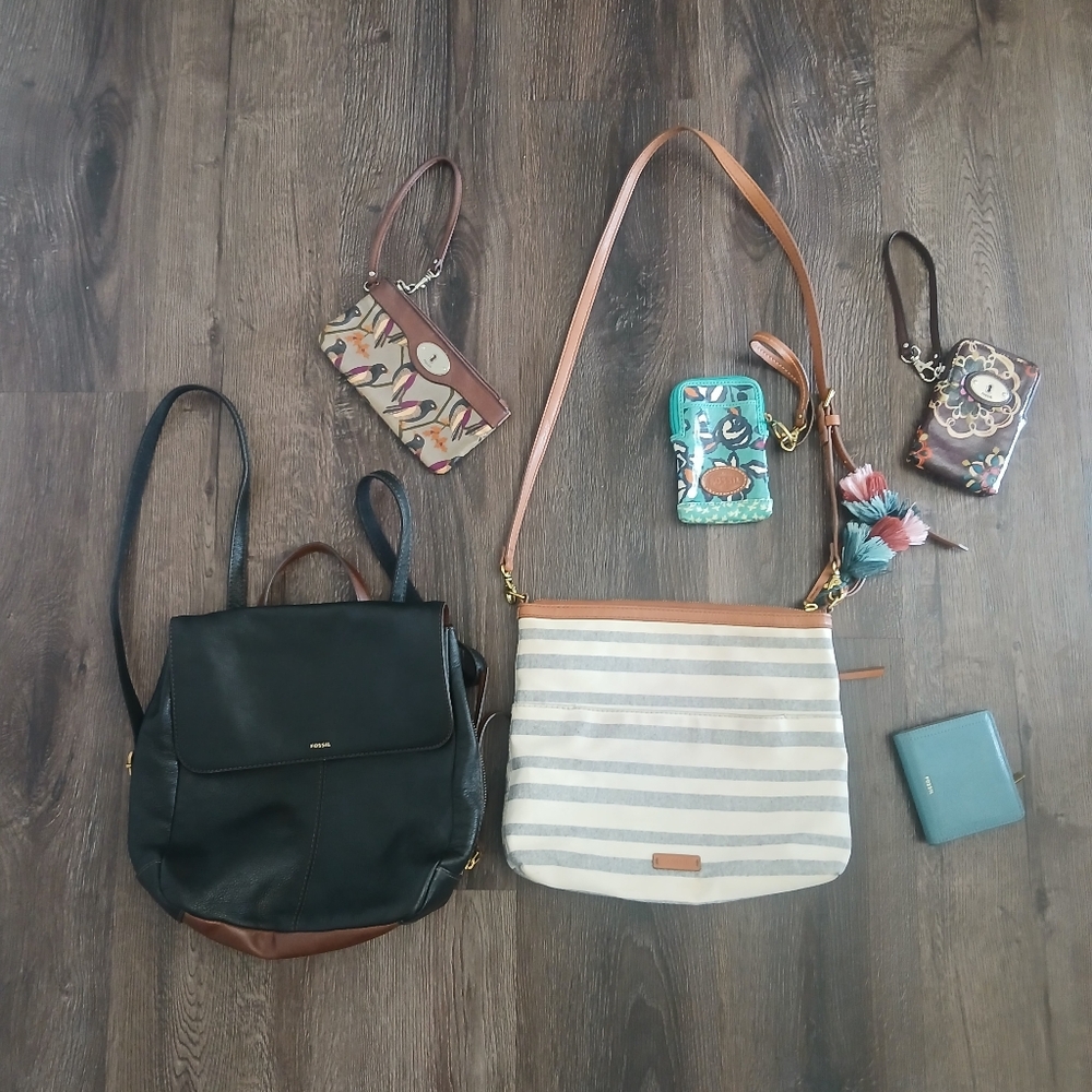 Fossil Wallet Purse Backpack Bundle